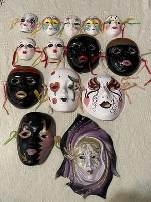 14 Vintage Ceramic porcelain Handpainted Wall Decorations Collectable Mask - Image 1 of 4