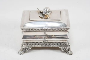 N96K03- Biedermeier Silber Dose mit Deckel Birnenknauf Tremolierstrich 19.Jh - Bild 1 von 12