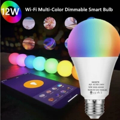Wi-Fi Smart LED Light Bulb 9W(12W) 800Lm A19 RGBCW Dimmable Alexa/Google - Image 1 of 4