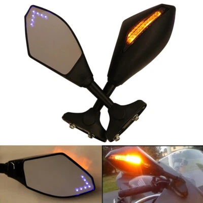 Espejos retrovisores para motocicleta Yamaha YZF R6 R6S 600 FZR600 con señales de giro LED azules Foto 1 de 4