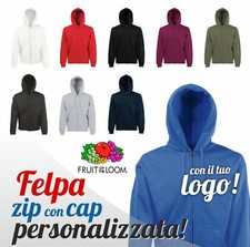 Felpa Fruit con zip lunga e cappuccio con stampa personalizzata logo