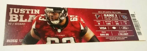 2014 Tennessee Titans Atlanta Falcons NFL Football Ticket Stub Cover