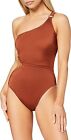 02A3457M Amazon Brand: Iris & Lilly Women's One Shoulder Asymmetrical Swimsuit