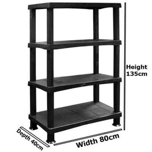 4 Tier Plastic Shelving Unit Storage Racking Shelves Home Garden Garage Shed - Picture 1 of 4