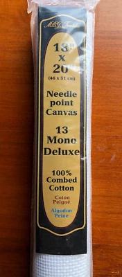 MCG Textiles Needlepoint Canvas 18" x20", 13 Mono Deluxe White 100% Cotton - Image 1 of 2