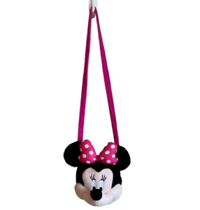 Disney Minnie Mouse Face Purse Pink Strap Zipper Pouch - Picture 1 of 11