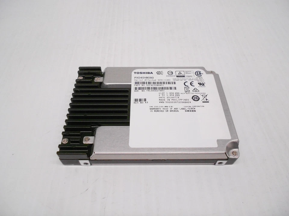 Toshiba 800GB SSD SAS 12Gbps Server Hard Drive 2.5" PX05SVB080 Fits Dell / HP - Image 1 of 1