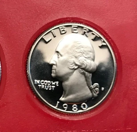 1980 S Washington Quarter GEM DCAM PROOF from PROOF Set Cover