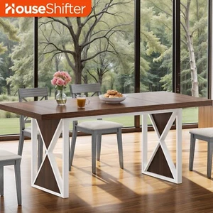 71" Modern Rectangular Solid Wood Dining Table 6-8 Person Sturdy Dining Room - Picture 1 of 11