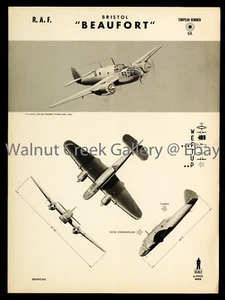 WWII Aircraft Identification Poster, Bristol Beaufort, Art Print on 11x14" 09154 - Picture 1 of 1