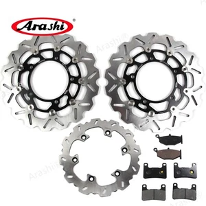BLACK Front Rear Brake Rotor Brake Pads For Suzuki Hayabusa GSX1300R 2008-2012 - Picture 1 of 12