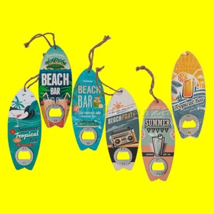 Apribottiglie in legno "Surf Board" 17,5 cm Tavola da surf x bibite in spiaggia - Picture 1 of 2