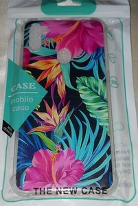 Samsung Galaxy A11 Case Pink Flower and Black - Picture 1 of 2