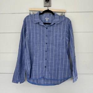 PJ Salvage Women’s Small Blue White Striped Short Pajama Set - Picture 1 of 9