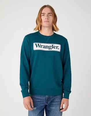 WRANGLER  Seasonal Crew in Deep Teal Green FELPA LOGO GIROCOLLO 112341196 - Imagen 1 de 4