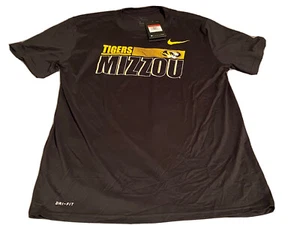 Missouri Tigers Nike Camicia Uomo Grande Manica Corta Nera Dri-Fit Mizzou Oro - Foto 1 di 4
