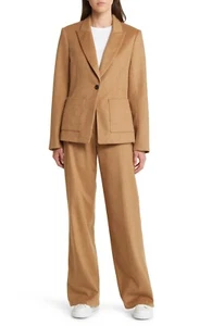 NWT $450 ARGENT Patch Pocket Blazer in Wool Camel 12 - Picture 1 of 10