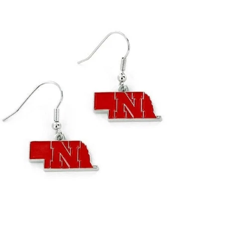 Nebraska Cornhuskers State Design Earrings [NEW] Chain Ear Ring Pair Ring Hoop Cover