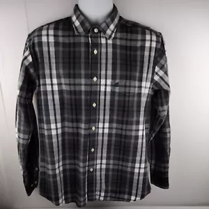 Timberland Men's Large Regular Fit Long Sleeve Button Up Shirt Black White - Picture 1 of 9