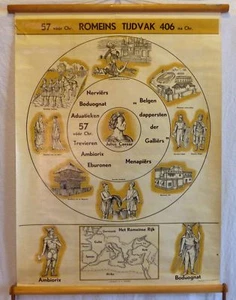 ROTOLO VINTAGE SCUOLA STORIA OLANDA ANNI 57-406 POSTER ANTICO 65x86Cm Cartello - Foto 1 di 6