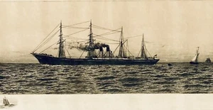 1800s Rominer Lovewell Etching Steam Ship Nautical Lighthouse 35x13" UK NY Boats - Picture 1 of 11