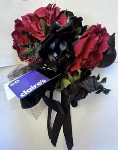 New Day Of The Dead Red Black Bouquet Flowers BNWT Halloween Cosplay - Picture 1 of 3