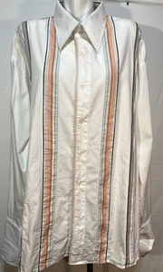 Pelle Pelle  Men Shirt 3XL XXXL  White Orange Striped - Picture 1 of 6