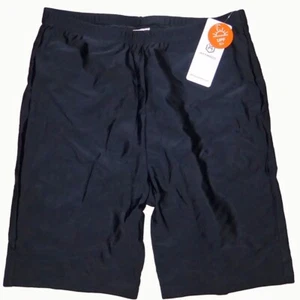 NWT WOMENS BLACK SWIM SHORTS UPF 50+ 7" INSEAM BIKER STYLE BOTTOMS ATTRACO NEW M - Picture 1 of 5