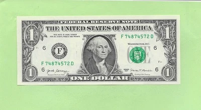 2017 ..UNCIRC $1  F 7487 4572 D .... 2017 $1 F-D     NICE NOTE     FRN - Image 1 of 2