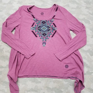 Double D Ranch Oberteil Damen Medium lila Perlen bestickt Pullover Langarm - Bild 1 von 10