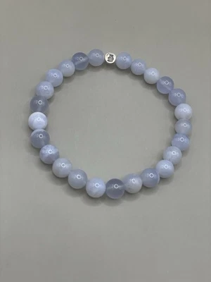 DTR Jay King Signed Stretch Beaded Faceted Blue Stone Agate? Bracelet - Image 1 of 3