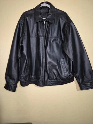 Chaqueta de bombardero negra forro acolchado de cuero genuino pesado Knightsbridge para hombre talla XL Foto 1 de 4