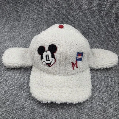 Boné Disney Mickey Mouse Snap Back Kids XS/S Sherpa aba de orelha de pele sintética branco - Imagem 1 de 4