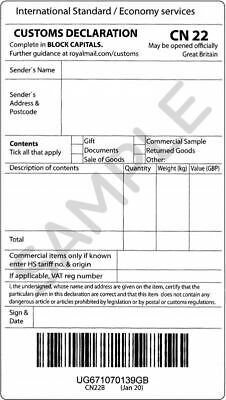 Blank Royal Mail Cn22b Barcoded Custom Label Declaration Forms - Int Standard • 2.49£