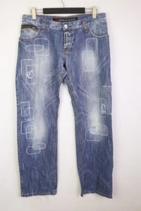 CIPO & BAXX Wash Denim Logo Theme Low Rise Straight Jeans W38 L34 Button Fly - Picture 1 of 18