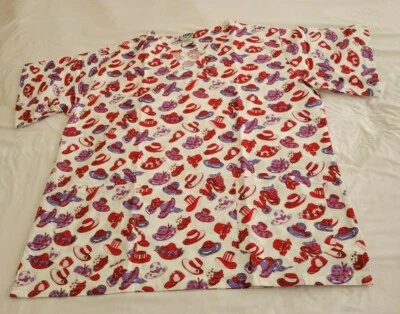 Blusa Médica Uniform Advantage UA Mujer L Rojo y Púrpura Sombreros Uniforme Nueva sin Etiquetas Foto 1 de 4