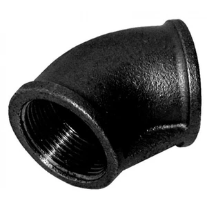1" BSP Winkel 45° Innen/Buchse schwarz Temperguss Rohrverschraubung - Bild 1 von 1