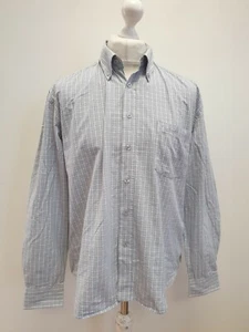 SS440 MENS PIERRE CARDIN BLUE GREY WHITE CHECK LONG SLEEVE SHIRT UK XXL EU 58 - Picture 1 of 3