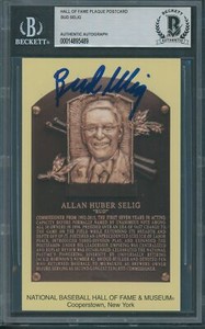 Bud Selig Signed HOF Plaque Postcard Beckett Authentic Autograph *5489