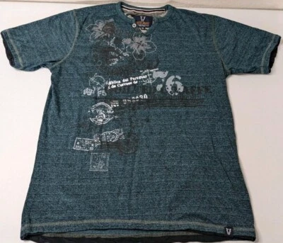 Quilted Giraffe Shirt Men's XL Blue Graphic Short Sleeve - Image 1 of 4