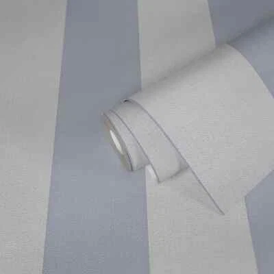 Papel Pintado No Tejido Rayas Textura Textil Look Gris Azul 3979-35 (3,47£/1m²) Foto 1 de 3
