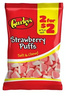 Gurley's Strawberry Puffs, Soft & Sweet Marshmallow-Like Candy (Pack of 12) - Picture 1 of 1