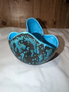 EX RARE Art Pottery MCM MIRIAM'S CERAMICS Drip Glaze Bowl Vase 6"x6" - Picture 1 of 10