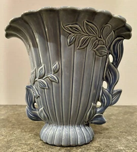 RED WING Art Pottery Pink & Blue Vase #1102 Vintage 8”x 8” Leaf Handles - Picture 1 of 8