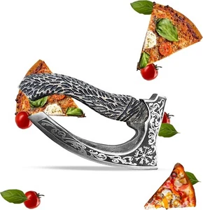 Viking axe Pizza axe stainless Steel Custom Carved Handle viking pizza cutter AU - Bild 1 von 10