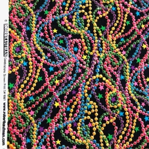 Multicolor Party beads by Robert Kaufman 100% Cotton Fabric on black 7/8 yd + - Picture 1 of 7
