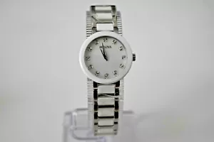 Nuovo Orologio Bulova Donna Ceramica Bianca SS Diamante 98P158 $395 - Foto 1 di 4