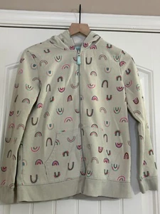 Girls Sweatshirt Zip Up Rainbows Size XL (14/16) Light Green Cat and Jack - Picture 1 of 3