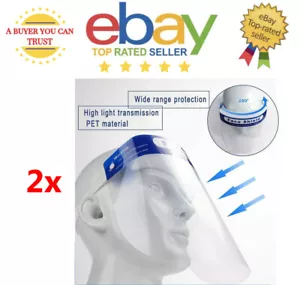 2 x Face Shield Full Face Visor Protection Mask PPE Clear Plastic Transparant - Picture 1 of 5