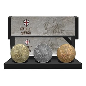 St George and the Dragon 2025 Coin Box Set Gold Silver Bronze Limited Edition - Picture 1 of 7